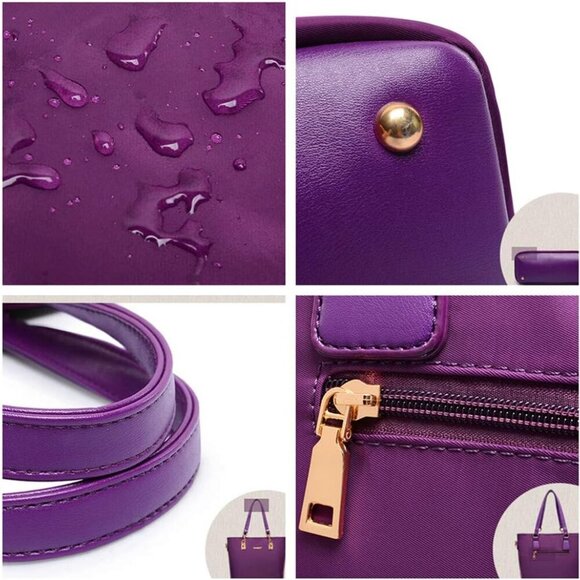 Nylon 6 PCS Women Shoulder Bag Top-Handle Handbag Tote Purse Wallet Key Case Set - Picture 4 of 9